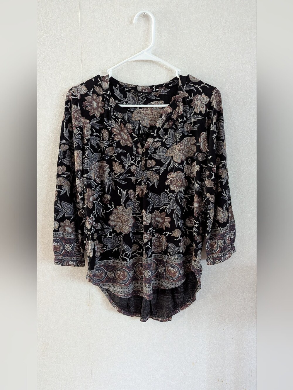 Lucky Brand Patterned Quarter Sleeve Top